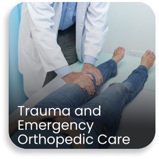 Orthopedic doctor providing trauma and emergency orthopedic care for a leg injury at a bone and joint care hospital