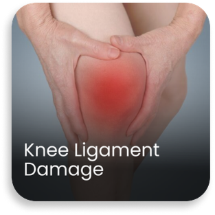 Person holding painful knee with highlighted ligament injury, representing expert diagnosis and advanced knee replacement surgery in Haryana by the best knee replacement surgeons in Haryana at Aditya Hospital.
