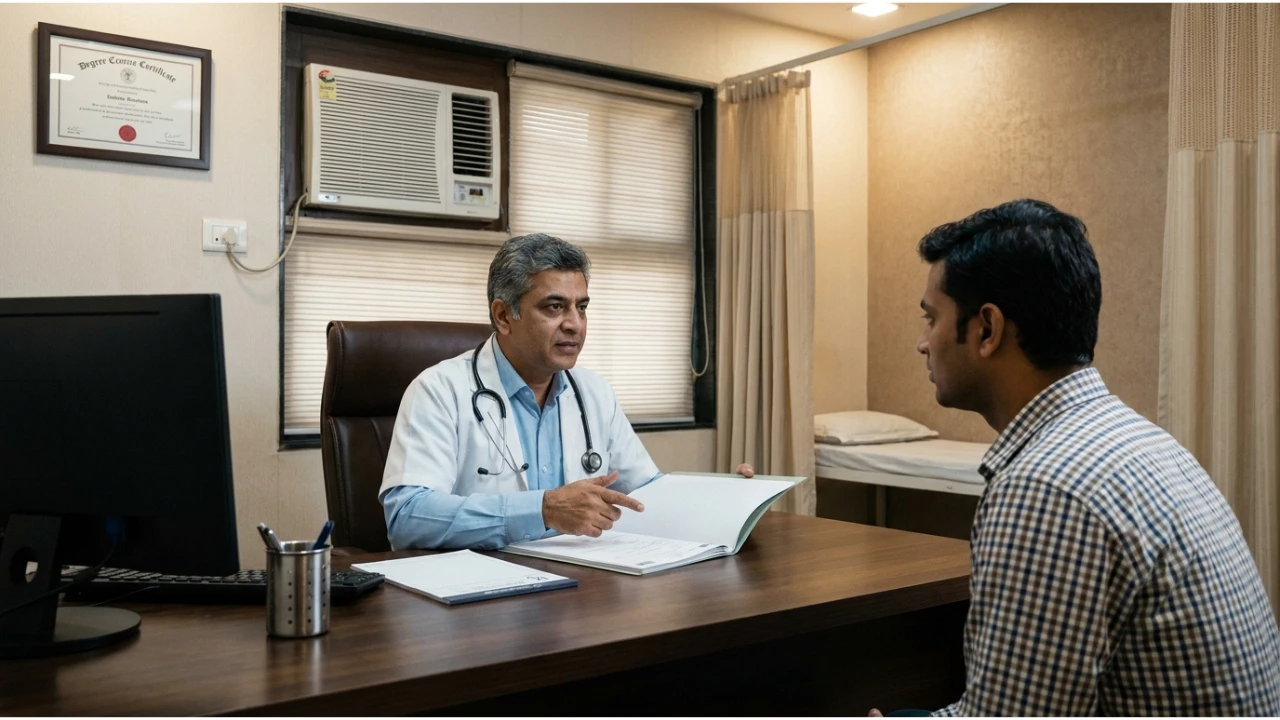Dr. S. N. Manikandan consulting with a patient at Aditya Super Speciality Hospital in Rewari, reflecting 15 years of trusted healthcare, patient care, and medical excellence in South Haryana