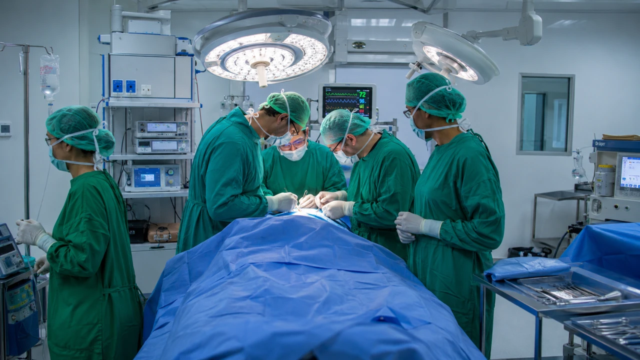 Multidisciplinary surgical team performing an advanced procedure in a modern operation theatre at Aditya Super Speciality Hospital, Rewari, showcasing expert healthcare services and surgical excellence in South Haryana