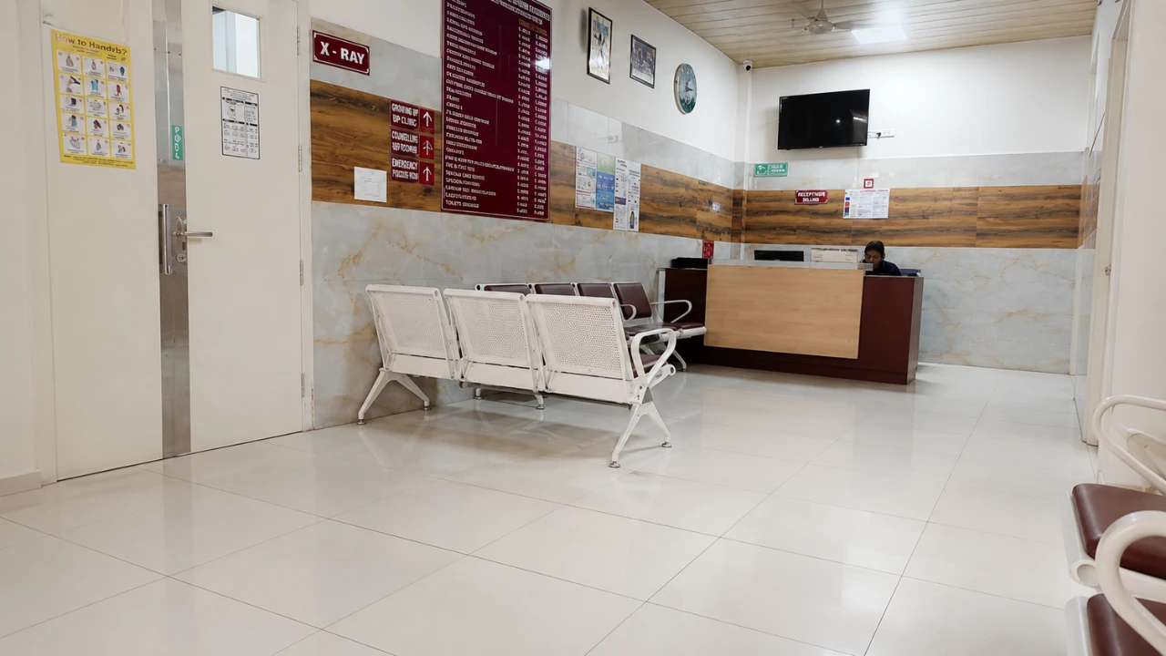 Reception and patient waiting area at Aditya Super Speciality Hospital in Rewari, Haryana, reflecting 15 years of accessible, advanced healthcare services and patient-centered medical care in South Haryana