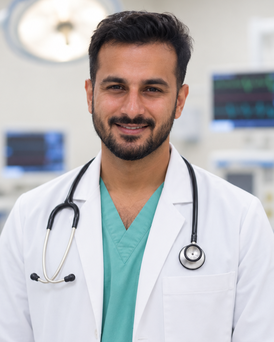 Smiling Doctor in Clinical Setting